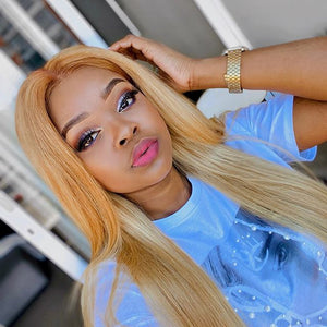 Blonde T Part Lace Wig Silky Straight