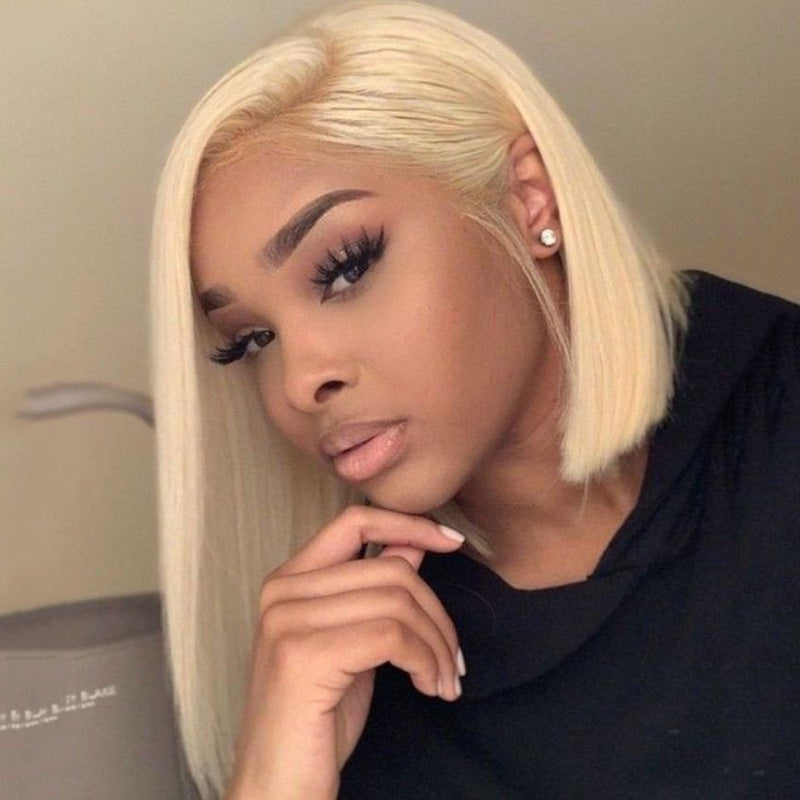 Blonde T Part Lace Bob Wig Silky Straight