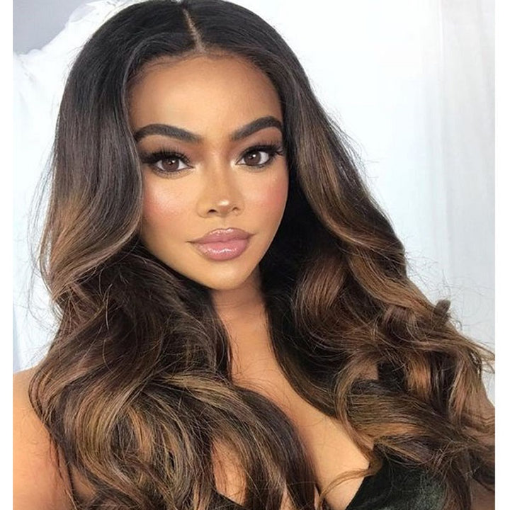 13x4 Lace Wig Body Wave Brown Ombre #1B/10