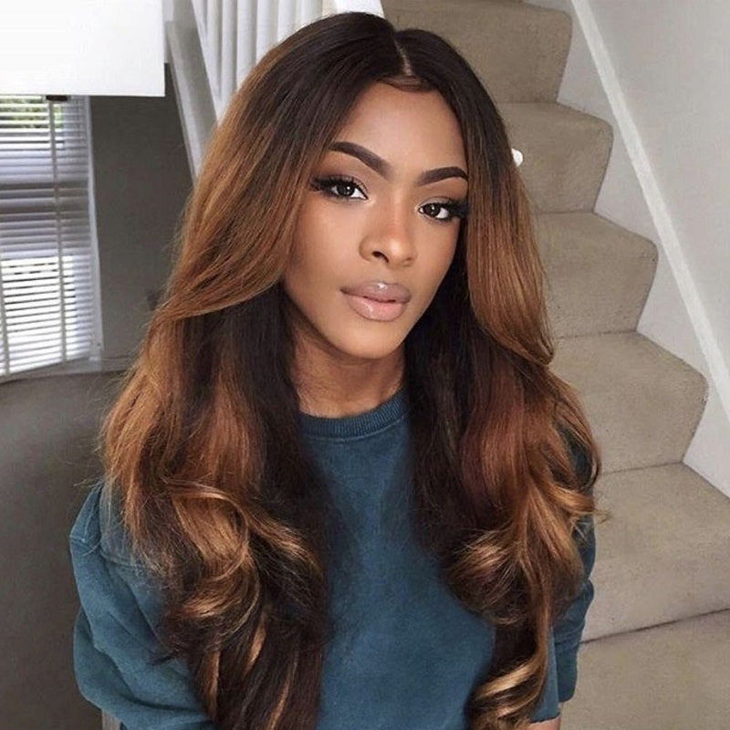 13x4 Lace Wig Body Wave Brown Ombre Color #2/30