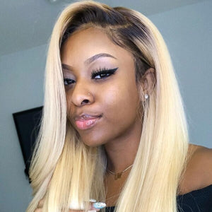 Blonde T Part Lace Wig Silky Straight T1B/613