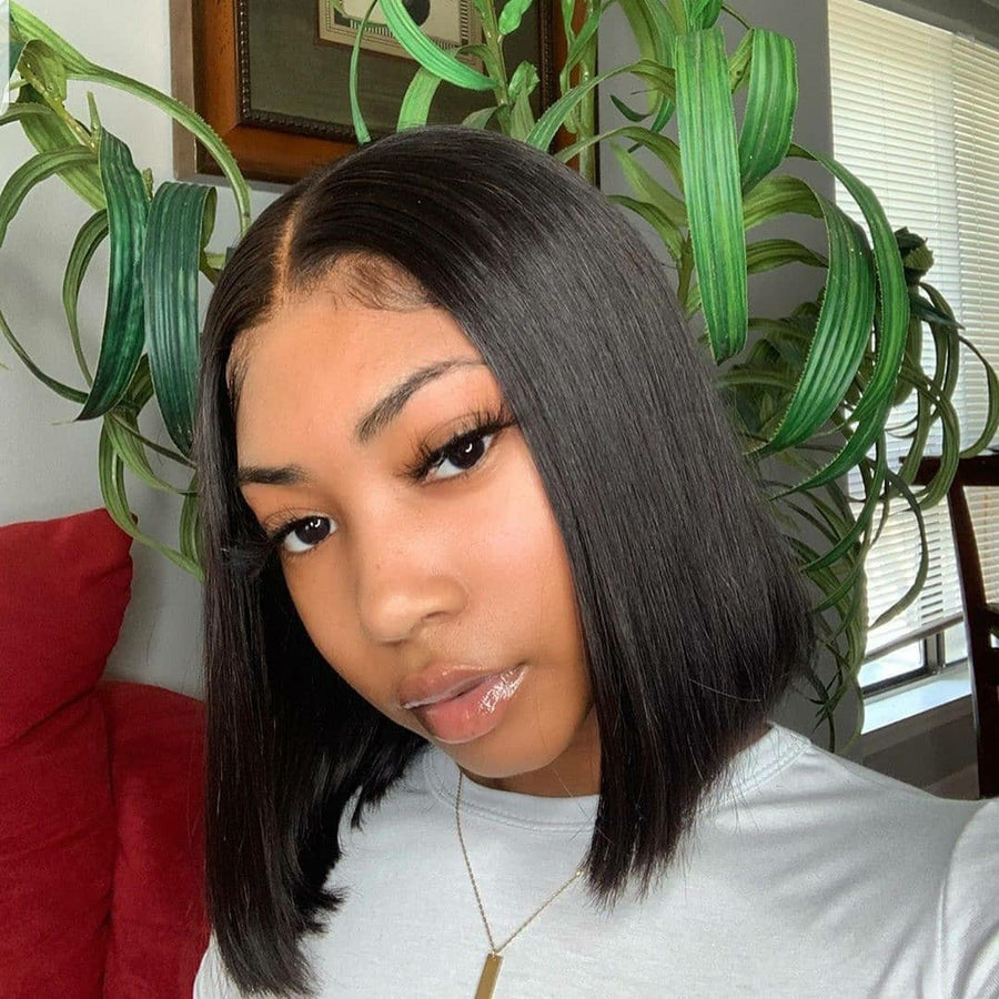 T Part Lace Bob Wig Silky Straight