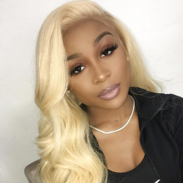 Long Blonde Human Hair T Part Lace Wig Body Wave