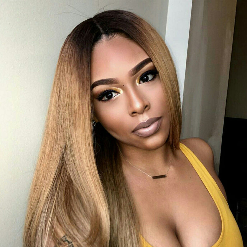 13x4 Lace Wig Straight Ombre Beachy Blonde